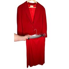 Vintage Pendleton Womans 10 Red 2-Piece Skirt Suit Set WOOL Blazer Jacket