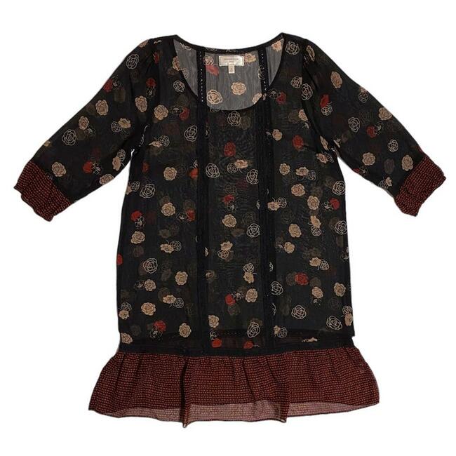 Moulinette Soeurs Floral Silk Dress Sheer Wimsygoth Cottegcore Witchy Rose