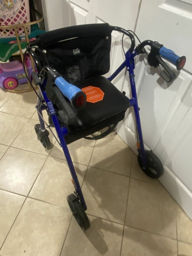 Hugo Mobility Portable Rollator Walker with Seat, Backrest and 8 Inch Wheels, Blue (SEE DESCRIPTION)