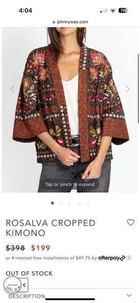 Johnny Was cropped kimono