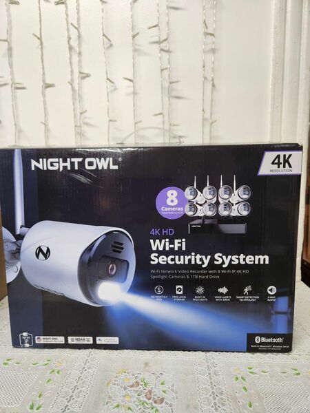Night Owl - 10 Channel 8 Wi-Fi IP 4K HD 2-Way Audio Cameras, 1TB HD Bluetooth Wi-Fi NVR Surveillance System - White/Black