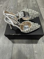 Badgley Mischka jeweled bridal heels.