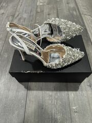 Badgley Mischka jeweled bridal heels.