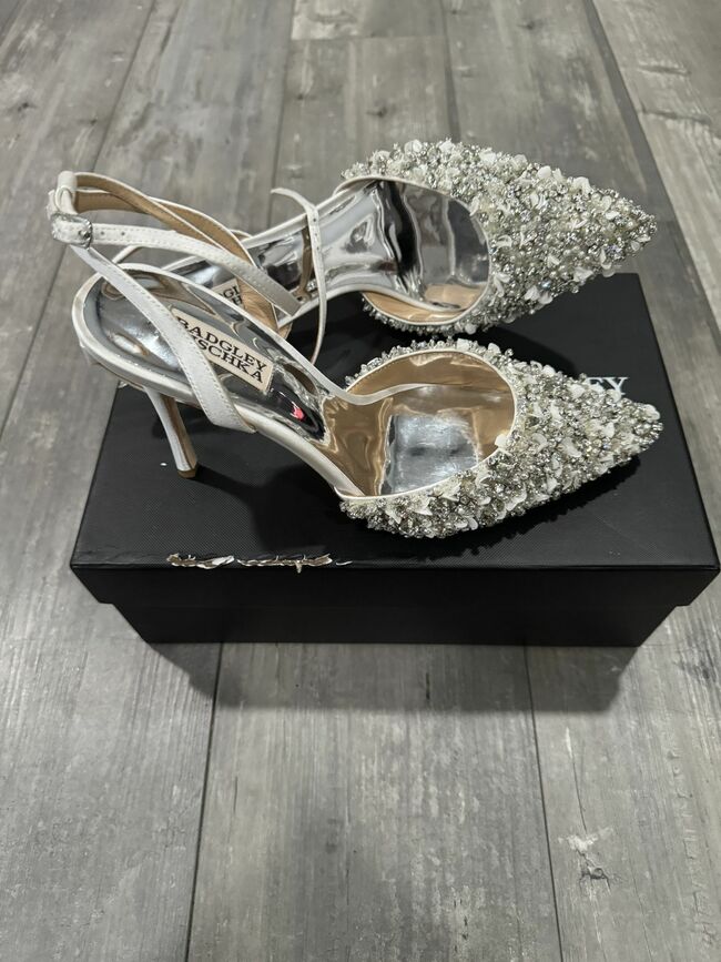 Badgley Mischka jeweled bridal heels.