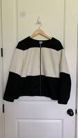 Chico’s Women’s Tweed Colorblock Zip Jacket Black/Cream XL