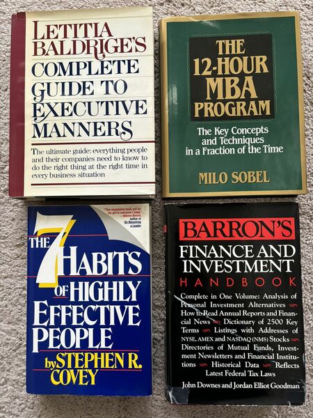 Classic Bestselling Business Books.  Lot of 4 books, new condition.  The 12-Hour MBA Program, The 7 Habits Of Highly Effective People, Letitia Baldrid