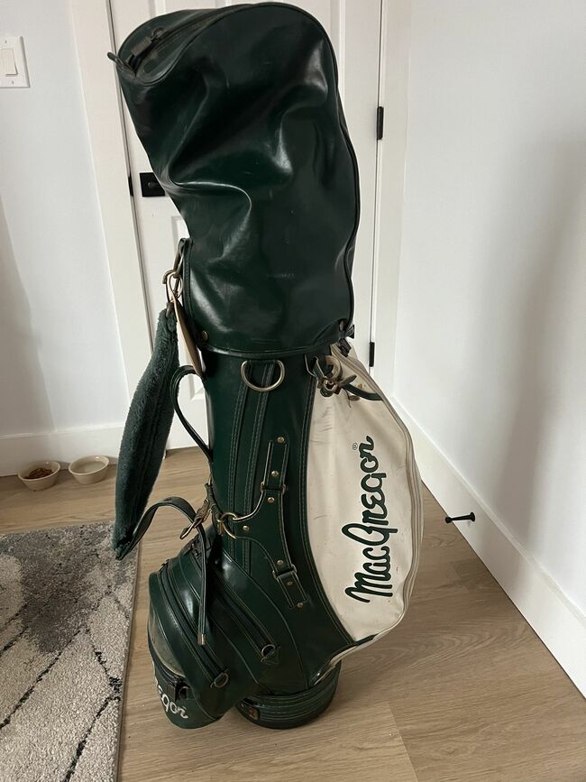 Golf bag + clubs, balls,golf gloves, and tees