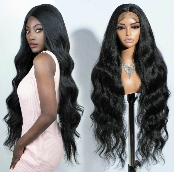36 Inch Black Color Lace Front Wig