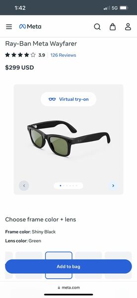 Wayfarer RAY-BAN META SMART GLASSES