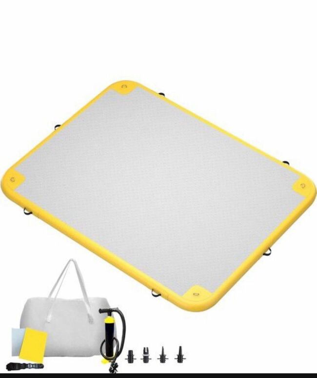 GONFLABLE Inflatable Floating Dock, 5ft/ 6ft/ 8ft/ 10ft/ 12ft Inflatable Water Platform Raft with Air Pump& Storage Bag, Floating Island Mat for Pool