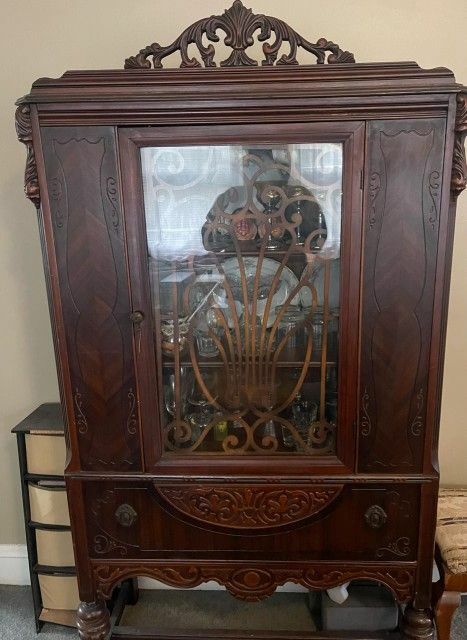 Antique China Cabinet Carved
