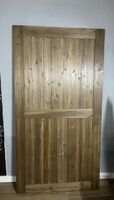 HOMACER 44”x 84” Walnut Solid Pine Wood Interior Sliding Barn Door (no hardwares) .