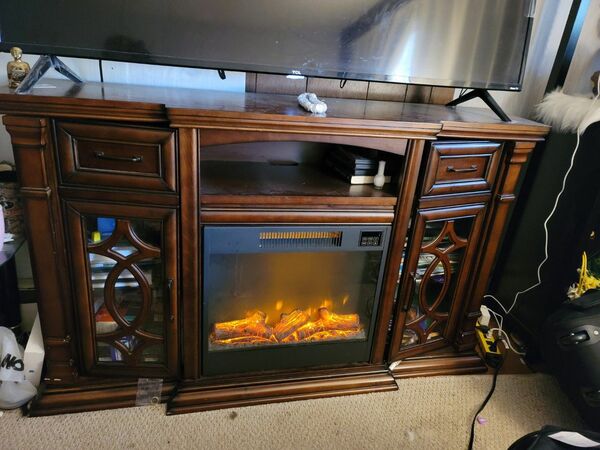 TV stand with fireplace
