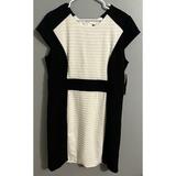 R&K Woman Size 18 Black/White Stretch Mini Sleeve Sheath Dress Career Formal