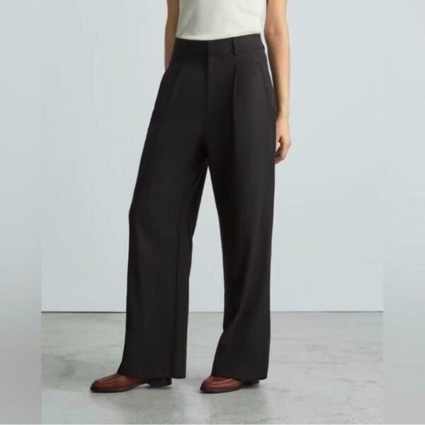 EVERLANE The Way High Drape Pant in Black Size 6 NWT Pleated Front Career Prep
