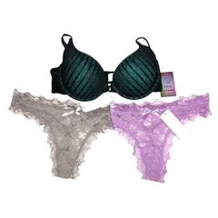 NWT Hers by Herman Size 32B Bras & Panties Small Lace Bundle New Push Up Women's