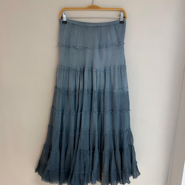 Ombre Ruffled Tiered Maxi Skirt