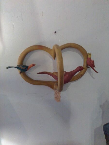 Vintage June & Walt Gottshall Folk Art Heart & Birds