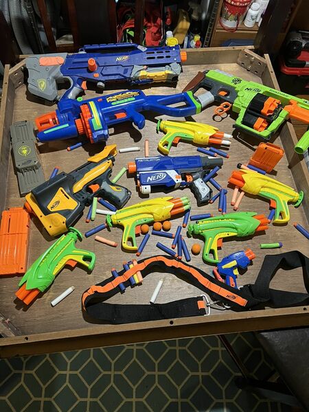 Nerf Guns (over 12) with lots of ammunition