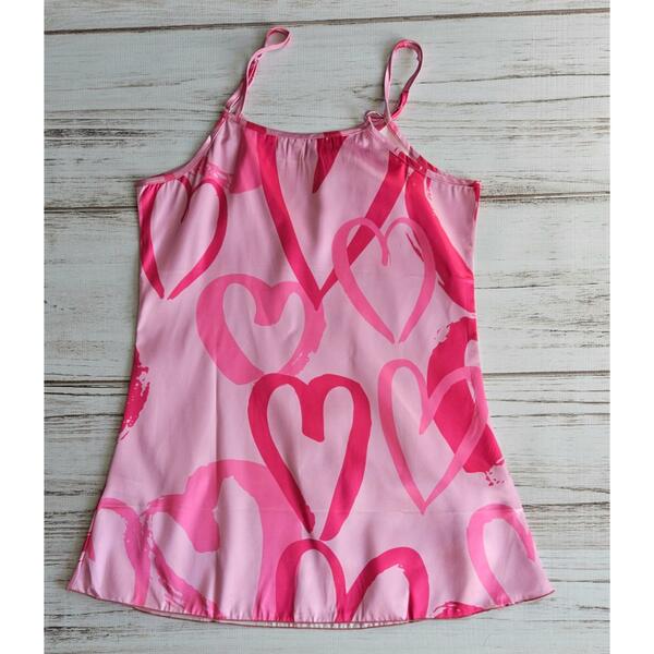 Shein Valentine's Heart Print Satin Sleep Slip Lingerie New XL