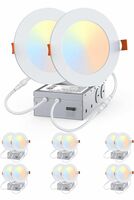 BRAND NEW (2 in 1) 6 Pack 4 inch 5CCT Extra Thin LED Ceiling Light 1500LM High Brightness,Junction Box Included