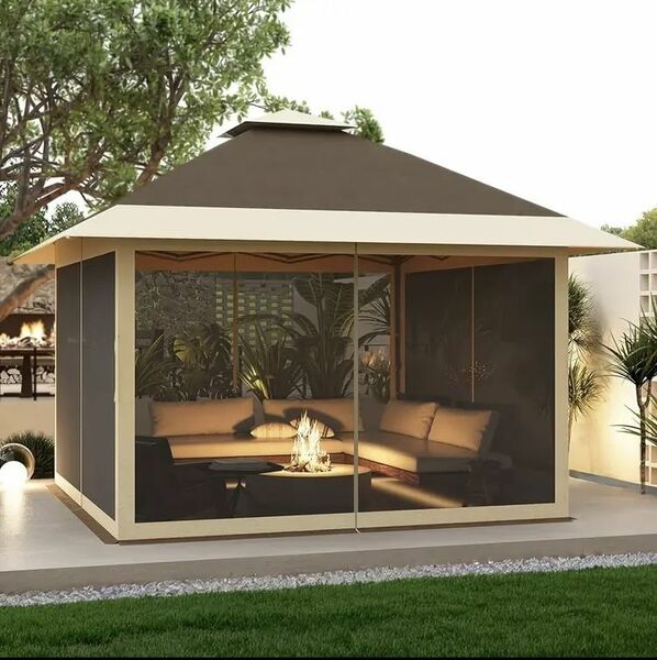 Outdoor Canopy Shelter with Mosquito Netting 4 Stanbags Instant Gazebo Tent for Lawn, Garden, Backyard, Deck