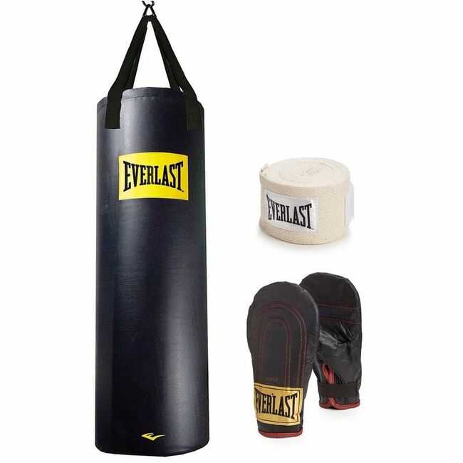 Everlast 100lb heavy bag, gloves