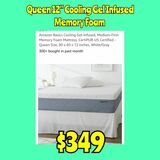 New QUEEN 12" Cooling Gel Infused Memory Foam Mattress: Njft