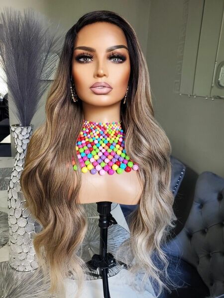 Human Hair Blend Ash Blond Mix Wig