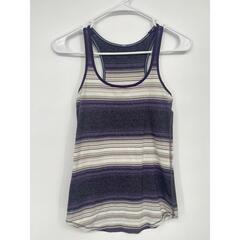 Lululemon Tank Top Women's Sz 4 Striped Scoop Neck Racerback Curved Hem Purple